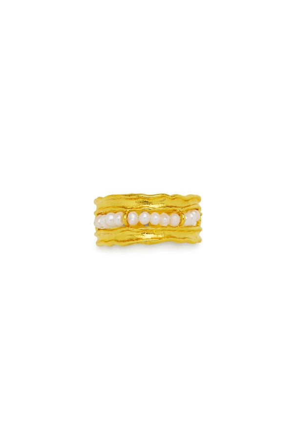 Zuni Ring by Amber Sceats, pearl and gold statement ring, perfect for elevated everyday or occasion styling.