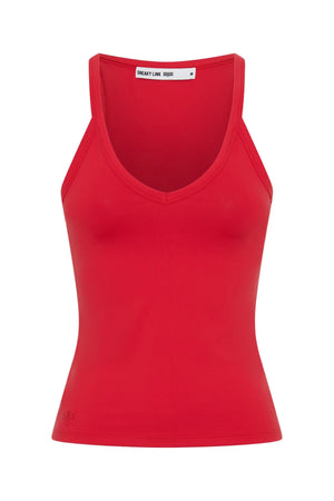 Red Aria Tank top with a fitted silhouette and scoop neckline, displayed on a plain white background.