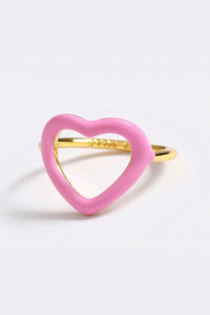 I Heart You Ring by Emma Pills, candy pink enamel heart with 14k gold plating crafted from recycled metals for a playful everyday accent.