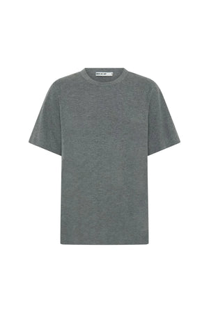 Charli Knit Tee in grey, featuring a soft knit fabric and a relaxed, short-sleeve fit.