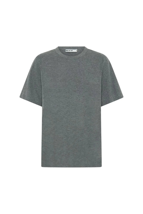 Charli Knit Tee in grey, featuring a soft knit fabric and a relaxed, short-sleeve fit.