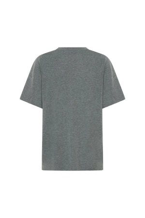 Charli Knit Tee in grey, featuring a soft knit fabric and a relaxed, short-sleeve fit.