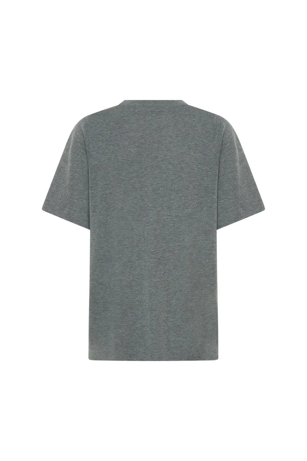Charli Knit Tee in grey, featuring a soft knit fabric and a relaxed, short-sleeve fit.