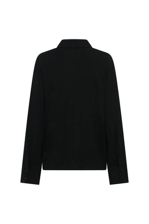 Black Hunter long sleeve polo top with a classic collar and button placket.