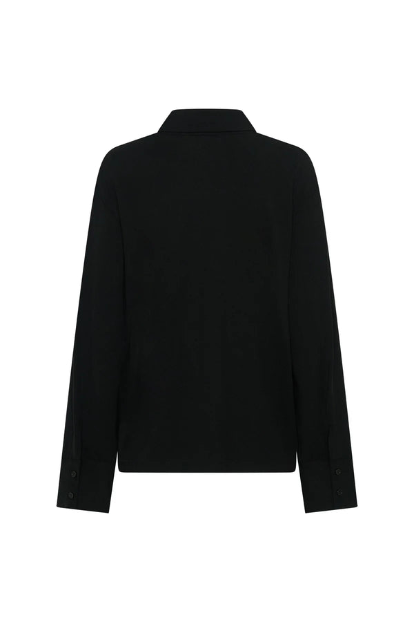 Black Hunter long sleeve polo top with a classic collar and button placket.