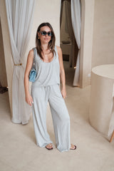 Grey Hunter tank top with a sleeveless design and crew neckline, made from soft, lightweight fabric.