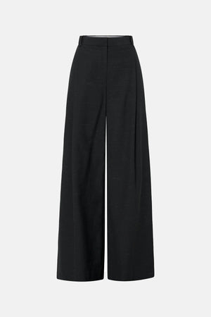 Aya Pant by Camilla and Marc in black, low-rise wool tailored design with subtle flare and pressed creases.