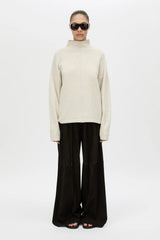 Atkinson Knit Sweater Ashen by Camilla and Marc - oversized wool knit sweater with turtleneck and seam detail, perfect for cozy elevated styling.
