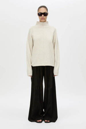 Atkinson Knit Sweater Ashen by Camilla and Marc - oversized wool knit sweater with turtleneck and seam detail, perfect for cozy elevated styling.