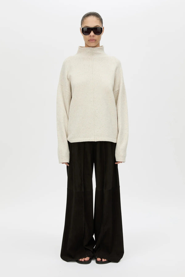 Atkinson Knit Sweater Ashen by Camilla and Marc - oversized wool knit sweater with turtleneck and seam detail, perfect for cozy elevated styling.