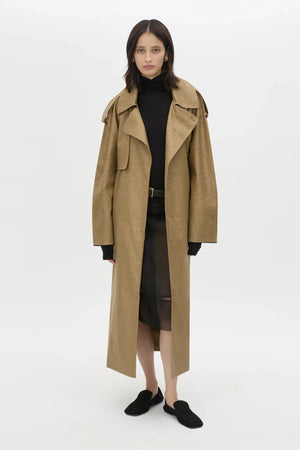Ember Trench Coat by Camilla and Marc, an oversized camel trench with contrast undercollar, waist belt and refined tailoring details.