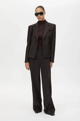 Saxony High Waisted Pant Espresso Pindot by Camilla and Marc, tailored wool pant, perfect for work or elevated styling