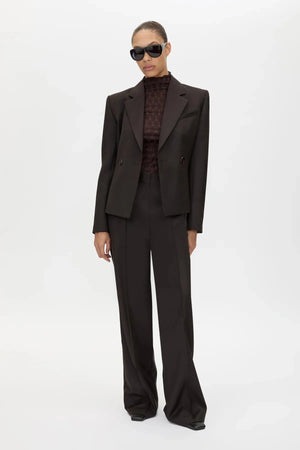Saxony High Waisted Pant Espresso Pindot by Camilla and Marc, tailored wool pant, perfect for work or elevated styling