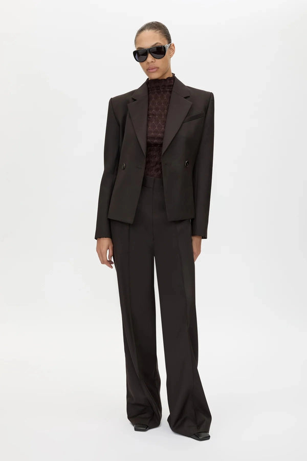 Saxony High Waisted Pant Espresso Pindot by Camilla and Marc, tailored wool pant, perfect for work or elevated styling