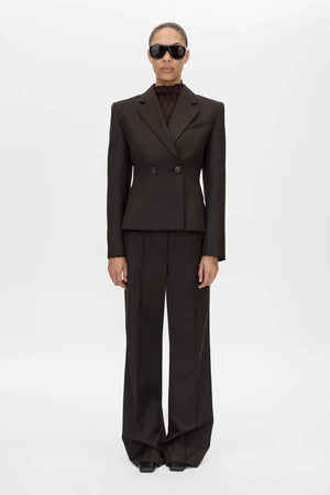 Saxony High Waisted Pant Espresso Pindot by Camilla and Marc, tailored wool pant, perfect for work or elevated styling