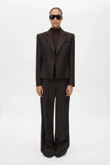 Saxony High Waisted Pant Espresso Pindot by Camilla and Marc, tailored wool pant, perfect for work or elevated styling