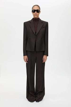 Saxony High Waisted Pant Espresso Pindot by Camilla and Marc, tailored wool pant, perfect for work or elevated styling