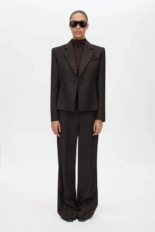 Saxony High Waisted Pant Espresso Pindot by Camilla and Marc, tailored wool pant, perfect for work or elevated styling