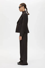 Saxony High Waisted Pant Espresso Pindot by Camilla and Marc, tailored wool pant, perfect for work or elevated styling