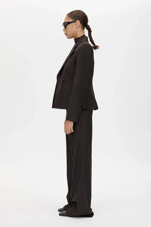 Saxony High Waisted Pant Espresso Pindot by Camilla and Marc, tailored wool pant, perfect for work or elevated styling