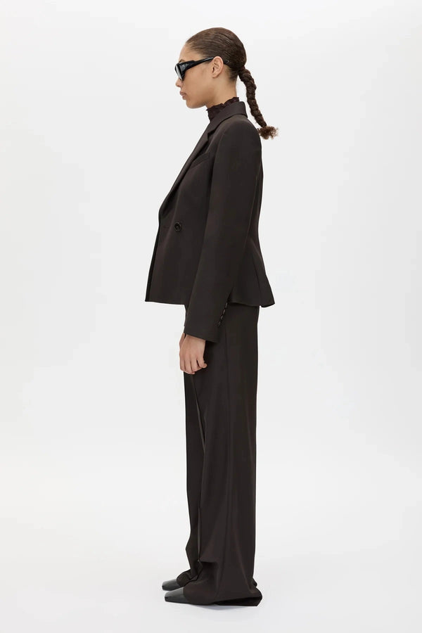 Saxony High Waisted Pant Espresso Pindot by Camilla and Marc, tailored wool pant, perfect for work or elevated styling