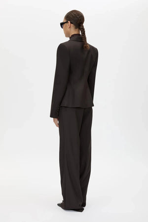 Saxony High Waisted Pant Espresso Pindot by Camilla and Marc, tailored wool pant, perfect for work or elevated styling