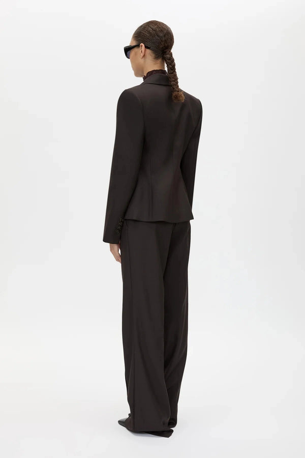 Saxony High Waisted Pant Espresso Pindot by Camilla and Marc, tailored wool pant, perfect for work or elevated styling