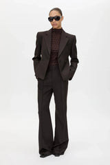 Saxony High Waisted Pant Espresso Pindot by Camilla and Marc, tailored wool pant, perfect for work or elevated styling