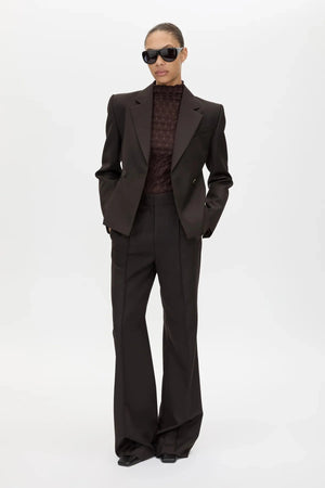 Saxony High Waisted Pant Espresso Pindot by Camilla and Marc, tailored wool pant, perfect for work or elevated styling