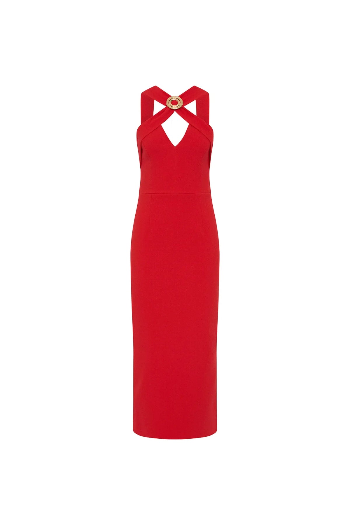 Cameron Asymmetrical Midi Red