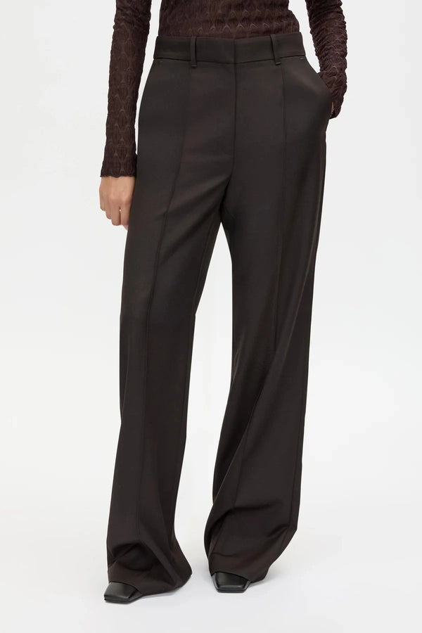 Saxony High Waisted Pant Espresso Pindot by Camilla and Marc, tailored wool pant, perfect for work or elevated styling