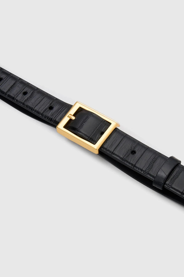 Sonny Eel Belt Black by Camilla and Marc, leather belt with square buckle, perfect for elevating everyday styling
