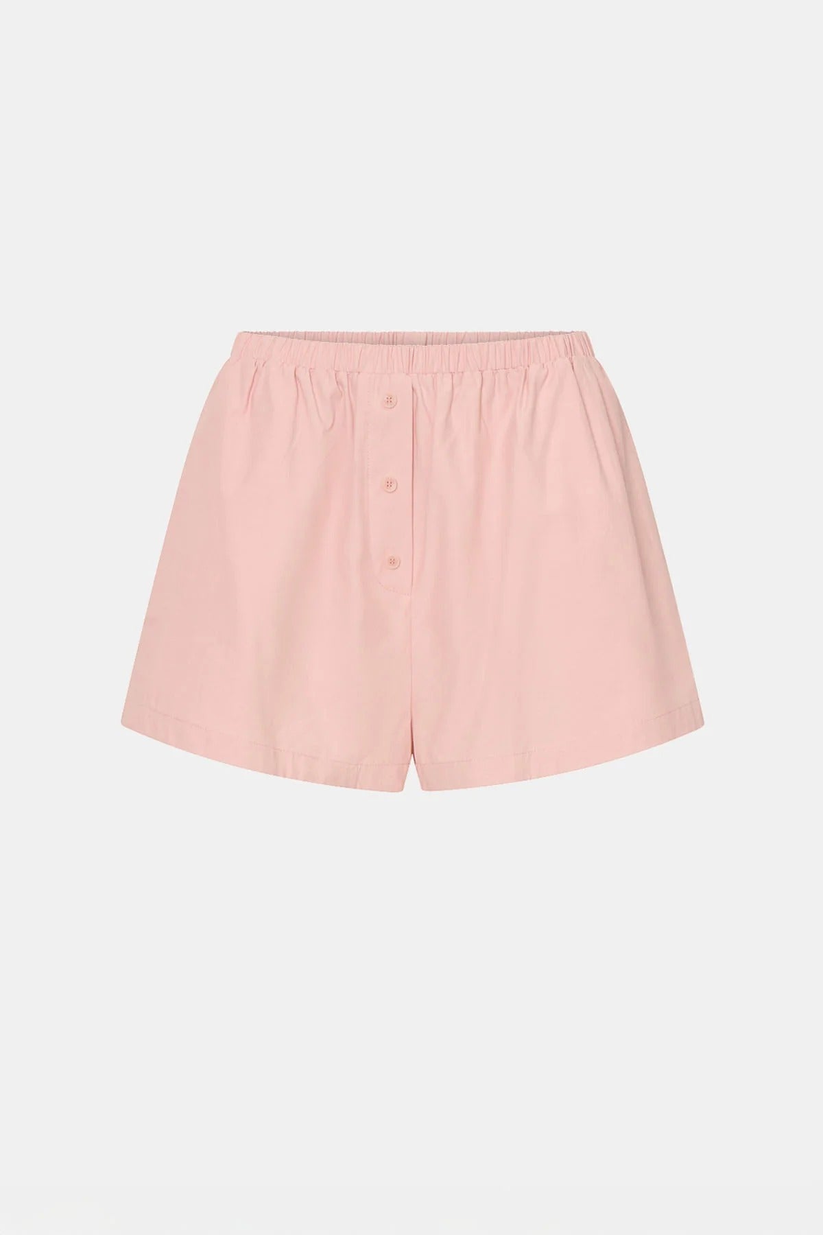Milo Short by Camilla and Marc – pink mid-rise pull-on shorts with an elastic waistband and side splits, perfect for easy polished styling.
