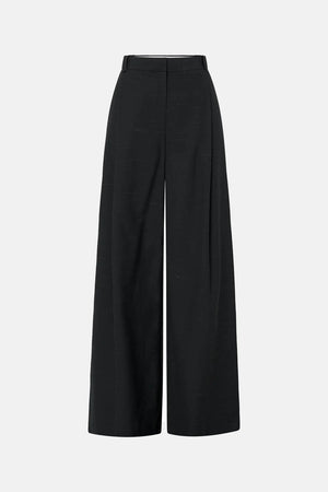 Aya Pant by Camilla and Marc in black, low-rise wool tailored design with subtle flare and pressed creases.