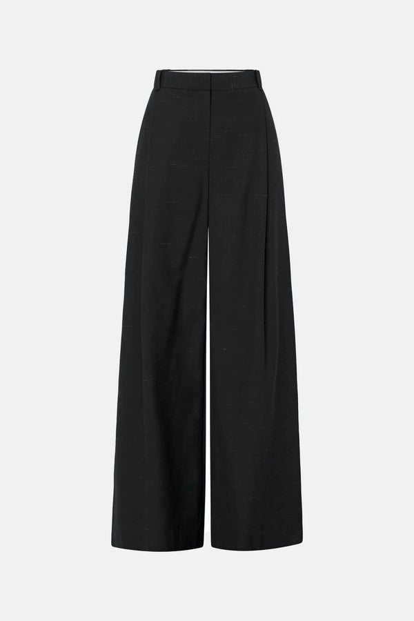 Aya Pant by Camilla and Marc in black, low-rise wool tailored design with subtle flare and pressed creases.