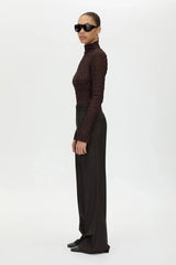 Saxony High Waisted Pant Espresso Pindot by Camilla and Marc, tailored wool pant, perfect for work or elevated styling