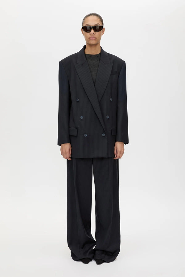 Orban Double Breasted Blazer Navy Pinstripe