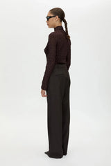 Saxony High Waisted Pant Espresso Pindot by Camilla and Marc, tailored wool pant, perfect for work or elevated styling
