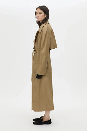 Ember Trench Coat by Camilla and Marc, an oversized camel trench with contrast undercollar, waist belt and refined tailoring details.