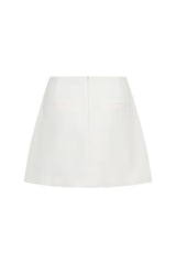 White Jaz Hand mini skirt with a fitted silhouette and subtle texture, designed for a stylish, casual look.