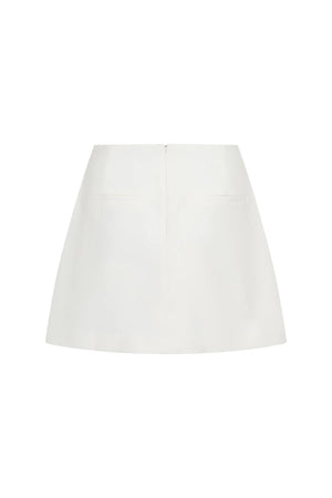 White Jaz Hand mini skirt with a fitted silhouette and subtle texture, designed for a stylish, casual look.