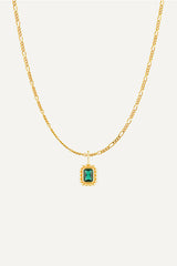 Remy Necklace Emerald by Avant Studio – 18k gold vermeil sterling silver necklace with emerald-cut cubic zirconia pendant.