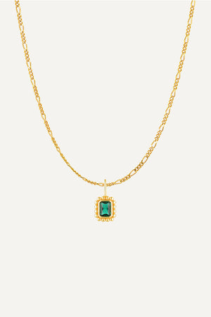 Remy Necklace Emerald by Avant Studio – 18k gold vermeil sterling silver necklace with emerald-cut cubic zirconia pendant.