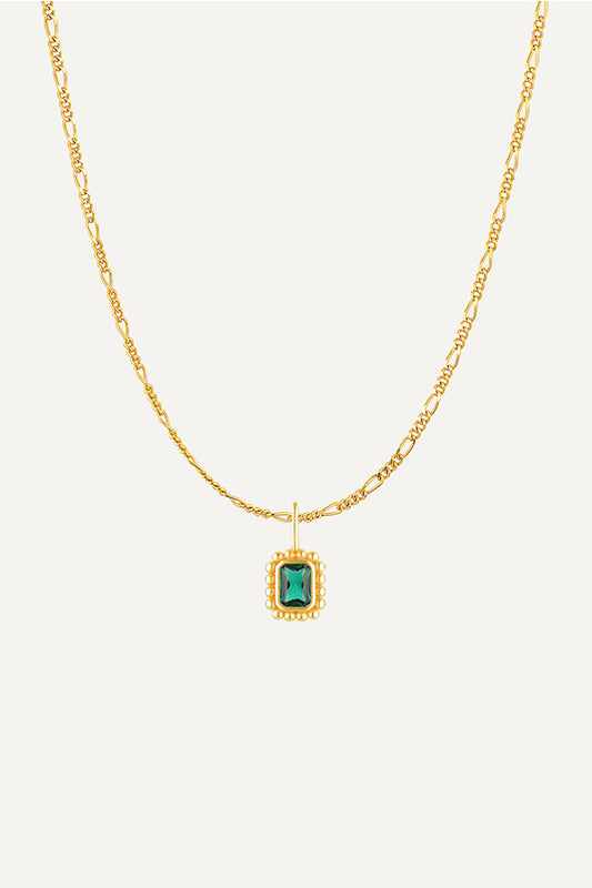 Remy Necklace Emerald by Avant Studio – 18k gold vermeil sterling silver necklace with emerald-cut cubic zirconia pendant.