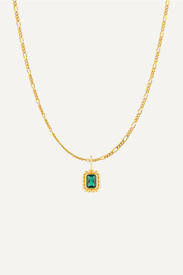Remy Necklace Emerald by Avant Studio – 18k gold vermeil sterling silver necklace with emerald-cut cubic zirconia pendant.