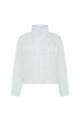 White Luella Windbreaker Jacket with a front zipper and adjustable hood, displayed on a plain background.