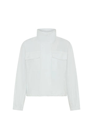 White Luella Windbreaker Jacket with a front zipper and adjustable hood, displayed on a plain background.