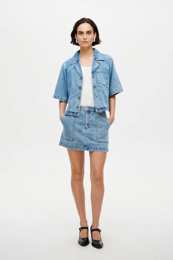 Neuw Denim Crop Resort Short Sleeve Shirt Radio Light Vintage