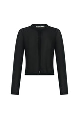 Black Rita knit cardigan with long sleeves and a relaxed fit, displayed on a plain white background.