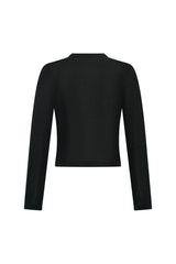 Black Rita knit cardigan with long sleeves and a relaxed fit, displayed on a plain white background.